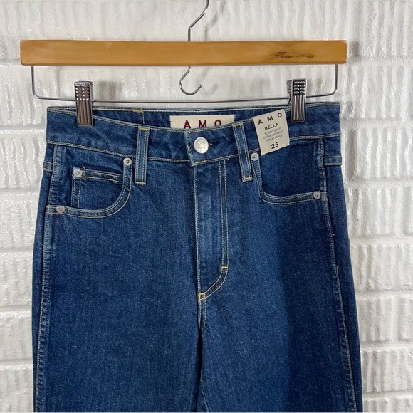 AMO Bella High Rise Slight Boot Jeans in Indie Blue NWT 25 - Picture 3 of 8